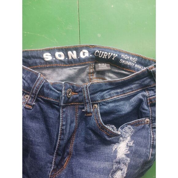 Women's song curvy high rise skinny ankle distressed 5 / 27 - Picture 3 of 4